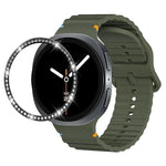 ダイヤモンドベゼルと波状グレインステッチカラーバックルシリコンウォッチバンド、Samsung Galaxy Watch8 44mm用、Samsung Galaxy Watch8 40mm用