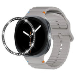 ダイヤモンドベゼルと波状グレインステッチカラーバックルシリコンウォッチバンド、Samsung Galaxy Watch8 44mm用、Samsung Galaxy Watch8 40mm用