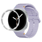 ダイヤモンドベゼルと波状グレインステッチカラーバックルシリコンウォッチバンド、Samsung Galaxy Watch8 44mm用、Samsung Galaxy Watch8 40mm用