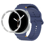 ダイヤモンドベゼルと波状グレインステッチカラーバックルシリコンウォッチバンド、Samsung Galaxy Watch8 44mm用、Samsung Galaxy Watch8 40mm用