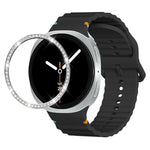 ダイヤモンドベゼルと波状グレインステッチカラーバックルシリコンウォッチバンド、Samsung Galaxy Watch8 44mm用、Samsung Galaxy Watch8 40mm用