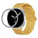 スピードベゼルと波状グレインステッチカラーバックルシリコンウォッチバンド、Samsung Galaxy Watch8 44mm用、Samsung Galaxy Watch8 40mm用