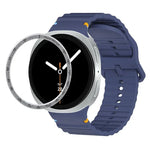 スピードベゼルと波状グレインステッチカラーバックルシリコンウォッチバンド、Samsung Galaxy Watch8 44mm用、Samsung Galaxy Watch8 40mm用