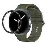 スピードベゼルと波状グレインステッチカラーバックルシリコンウォッチバンド、Samsung Galaxy Watch8 44mm用、Samsung Galaxy Watch8 40mm用