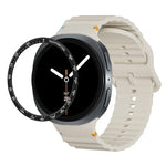 スピードベゼルと波状グレインステッチカラーバックルシリコンウォッチバンド、Samsung Galaxy Watch8 44mm用、Samsung Galaxy Watch8 40mm用