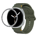 スピードベゼルと波状グレインステッチカラーバックルシリコンウォッチバンド、Samsung Galaxy Watch8 44mm用、Samsung Galaxy Watch8 40mm用