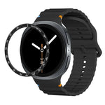 スピードベゼルと波状グレインステッチカラーバックルシリコンウォッチバンド、Samsung Galaxy Watch8 44mm用、Samsung Galaxy Watch8 40mm用