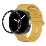 スピードベゼルと波状グレインステッチカラーバックルシリコンウォッチバンド、Samsung Galaxy Watch8 44mm用、Samsung Galaxy Watch8 40mm用