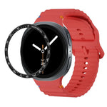 スピードベゼルと波状グレインステッチカラーバックルシリコンウォッチバンド、Samsung Galaxy Watch8 44mm用、Samsung Galaxy Watch8 40mm用