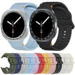 スピードベゼルと波状グレインステッチカラーバックルシリコンウォッチバンド、Samsung Galaxy Watch8 44mm用、Samsung Galaxy Watch8 40mm用