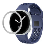 ひし形テクスチャーベゼルとブラックリバースバックルシリコンウォッチバンド、Samsung Galaxy Watch8 44mm用、Samsung Galaxy Watch8 40mm用