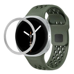 ひし形テクスチャーベゼルとブラックリバースバックルシリコンウォッチバンド、Samsung Galaxy Watch8 44mm用、Samsung Galaxy Watch8 40mm用