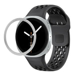 ひし形テクスチャーベゼルとブラックリバースバックルシリコンウォッチバンド、Samsung Galaxy Watch8 44mm用、Samsung Galaxy Watch8 40mm用