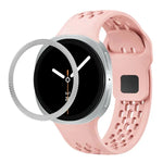 ひし形テクスチャーベゼルとブラックリバースバックルシリコンウォッチバンド、Samsung Galaxy Watch8 44mm用、Samsung Galaxy Watch8 40mm用