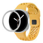 ひし形テクスチャーベゼルとブラックリバースバックルシリコンウォッチバンド、Samsung Galaxy Watch8 44mm用、Samsung Galaxy Watch8 40mm用