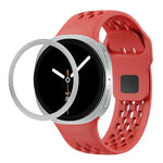 ひし形テクスチャーベゼルとブラックリバースバックルシリコンウォッチバンド、Samsung Galaxy Watch8 44mm用、Samsung Galaxy Watch8 40mm用