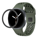 ひし形テクスチャーベゼルとブラックリバースバックルシリコンウォッチバンド、Samsung Galaxy Watch8 44mm用、Samsung Galaxy Watch8 40mm用