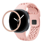 ひし形テクスチャーベゼルとブラックリバースバックルシリコンウォッチバンド、Samsung Galaxy Watch8 44mm用、Samsung Galaxy Watch8 40mm用