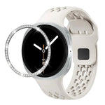 ダイヤモンドベゼルとブラックリバースバックルシリコンウォッチバンド、Samsung Galaxy Watch8 44mm用、Samsung Galaxy Watch8 40mm用