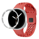ダイヤモンドベゼルとブラックリバースバックルシリコンウォッチバンド、Samsung Galaxy Watch8 44mm用、Samsung Galaxy Watch8 40mm用