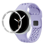ダイヤモンドベゼルとブラックリバースバックルシリコンウォッチバンド、Samsung Galaxy Watch8 44mm用、Samsung Galaxy Watch8 40mm用
