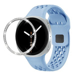 ダイヤモンドベゼルとブラックリバースバックルシリコンウォッチバンド、Samsung Galaxy Watch8 44mm用、Samsung Galaxy Watch8 40mm用