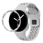 ダイヤモンドベゼルとブラックリバースバックルシリコンウォッチバンド、Samsung Galaxy Watch8 44mm用、Samsung Galaxy Watch8 40mm用