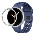 ダイヤモンドベゼルとブラックリバースバックルシリコンウォッチバンド、Samsung Galaxy Watch8 44mm用、Samsung Galaxy Watch8 40mm用