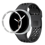 ダイヤモンドベゼルとブラックリバースバックルシリコンウォッチバンド、Samsung Galaxy Watch8 44mm用、Samsung Galaxy Watch8 40mm用