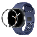 ダイヤモンドベゼルとブラックリバースバックルシリコンウォッチバンド、Samsung Galaxy Watch8 44mm用、Samsung Galaxy Watch8 40mm用