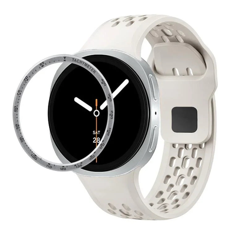 スピードベゼルとブラックリバースバックルシリコンウォッチバンド、Samsung Galaxy Watch8 44mm用、Samsung Galaxy Watch8 40mm用