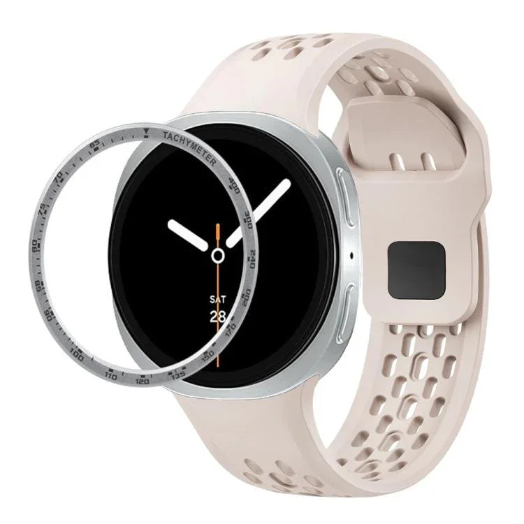 スピードベゼルとブラックリバースバックルシリコンウォッチバンド、Samsung Galaxy Watch8 44mm用、Samsung Galaxy Watch8 40mm用