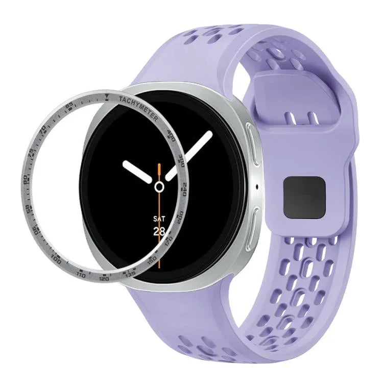 スピードベゼルとブラックリバースバックルシリコンウォッチバンド、Samsung Galaxy Watch8 44mm用、Samsung Galaxy Watch8 40mm用