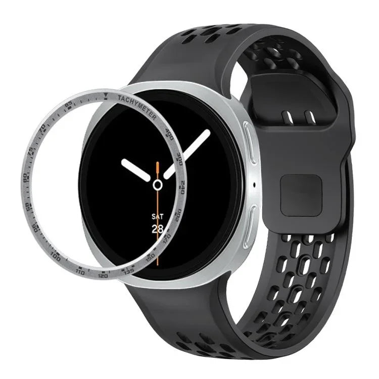 スピードベゼルとブラックリバースバックルシリコンウォッチバンド、Samsung Galaxy Watch8 44mm用、Samsung Galaxy Watch8 40mm用