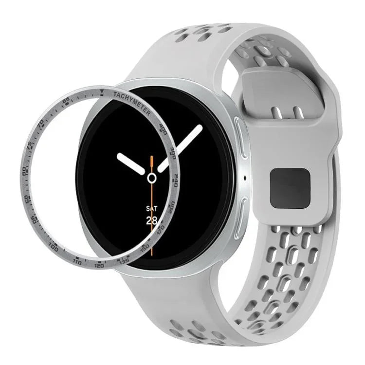 スピードベゼルとブラックリバースバックルシリコンウォッチバンド、Samsung Galaxy Watch8 44mm用、Samsung Galaxy Watch8 40mm用