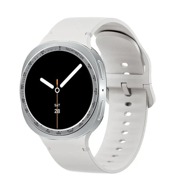 スピードベゼルと無地ステッチシリコンウォッチバンド、Samsung Galaxy Watch8 44mm用、Samsung Galaxy Watch8 40mm用