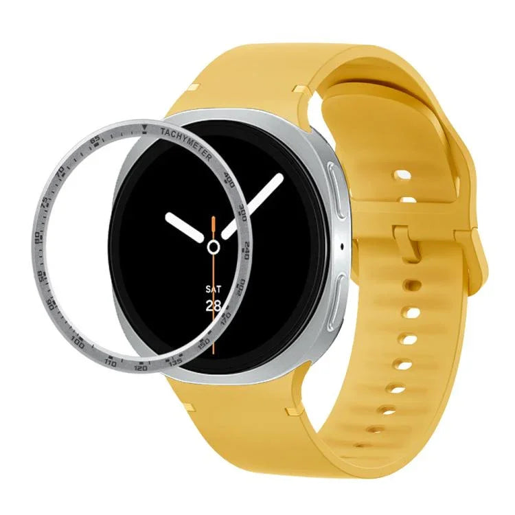 スピードベゼルと無地ステッチシリコンウォッチバンド、Samsung Galaxy Watch8 44mm用、Samsung Galaxy Watch8 40mm用