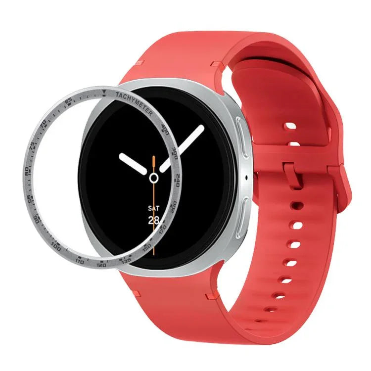 スピードベゼルと無地ステッチシリコンウォッチバンド、Samsung Galaxy Watch8 44mm用、Samsung Galaxy Watch8 40mm用