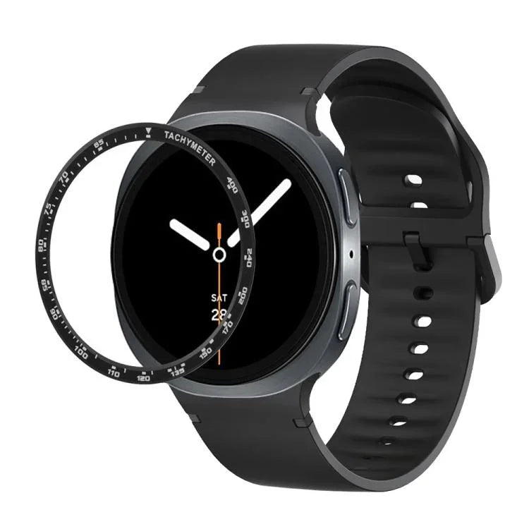 スピードベゼルと無地ステッチシリコンウォッチバンド、Samsung Galaxy Watch8 44mm用、Samsung Galaxy Watch8 40mm用