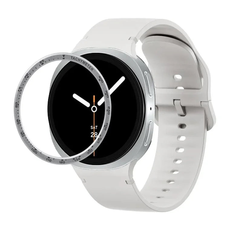 スピードベゼルと無地ステッチシリコンウォッチバンド、Samsung Galaxy Watch8 44mm用、Samsung Galaxy Watch8 40mm用
