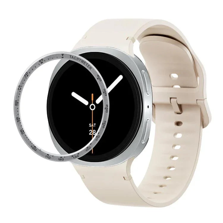 スピードベゼルと無地ステッチシリコンウォッチバンド、Samsung Galaxy Watch8 44mm用、Samsung Galaxy Watch8 40mm用