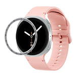 スピードベゼルと無地ステッチシリコンウォッチバンド、Samsung Galaxy Watch8 44mm用、Samsung Galaxy Watch8 40mm用