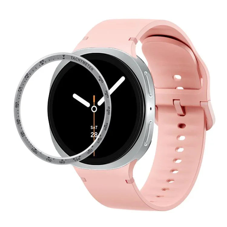 スピードベゼルと無地ステッチシリコンウォッチバンド、Samsung Galaxy Watch8 44mm用、Samsung Galaxy Watch8 40mm用