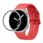 スピードベゼルと無地ステッチシリコンウォッチバンド、Samsung Galaxy Watch8 44mm用、Samsung Galaxy Watch8 40mm用