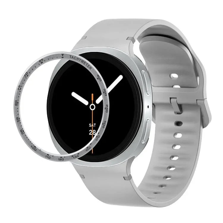 スピードベゼルと無地ステッチシリコンウォッチバンド、Samsung Galaxy Watch8 44mm用、Samsung Galaxy Watch8 40mm用