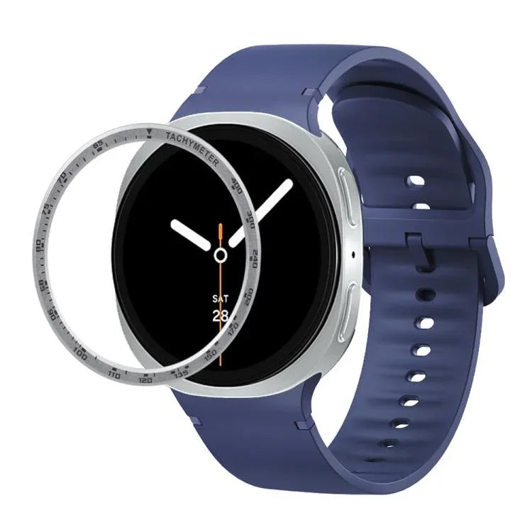スピードベゼルと無地ステッチシリコンウォッチバンド、Samsung Galaxy Watch8 44mm用、Samsung Galaxy Watch8 40mm用