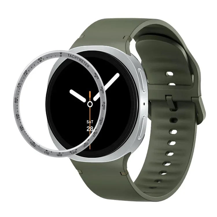 スピードベゼルと無地ステッチシリコンウォッチバンド、Samsung Galaxy Watch8 44mm用、Samsung Galaxy Watch8 40mm用