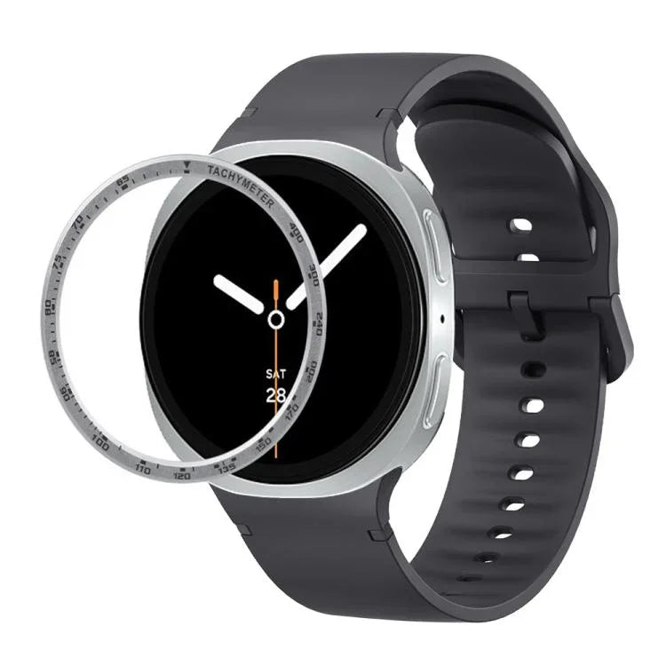 スピードベゼルと無地ステッチシリコンウォッチバンド、Samsung Galaxy Watch8 44mm用、Samsung Galaxy Watch8 40mm用