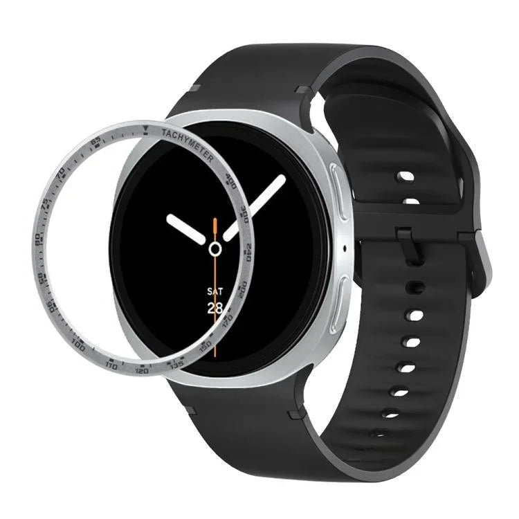 スピードベゼルと無地ステッチシリコンウォッチバンド、Samsung Galaxy Watch8 44mm用、Samsung Galaxy Watch8 40mm用