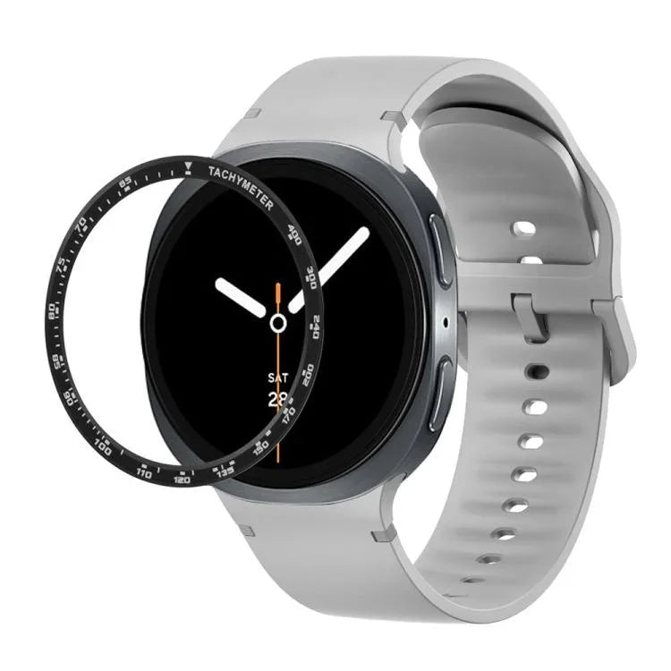 スピードベゼルと無地ステッチシリコンウォッチバンド、Samsung Galaxy Watch8 44mm用、Samsung Galaxy Watch8 40mm用